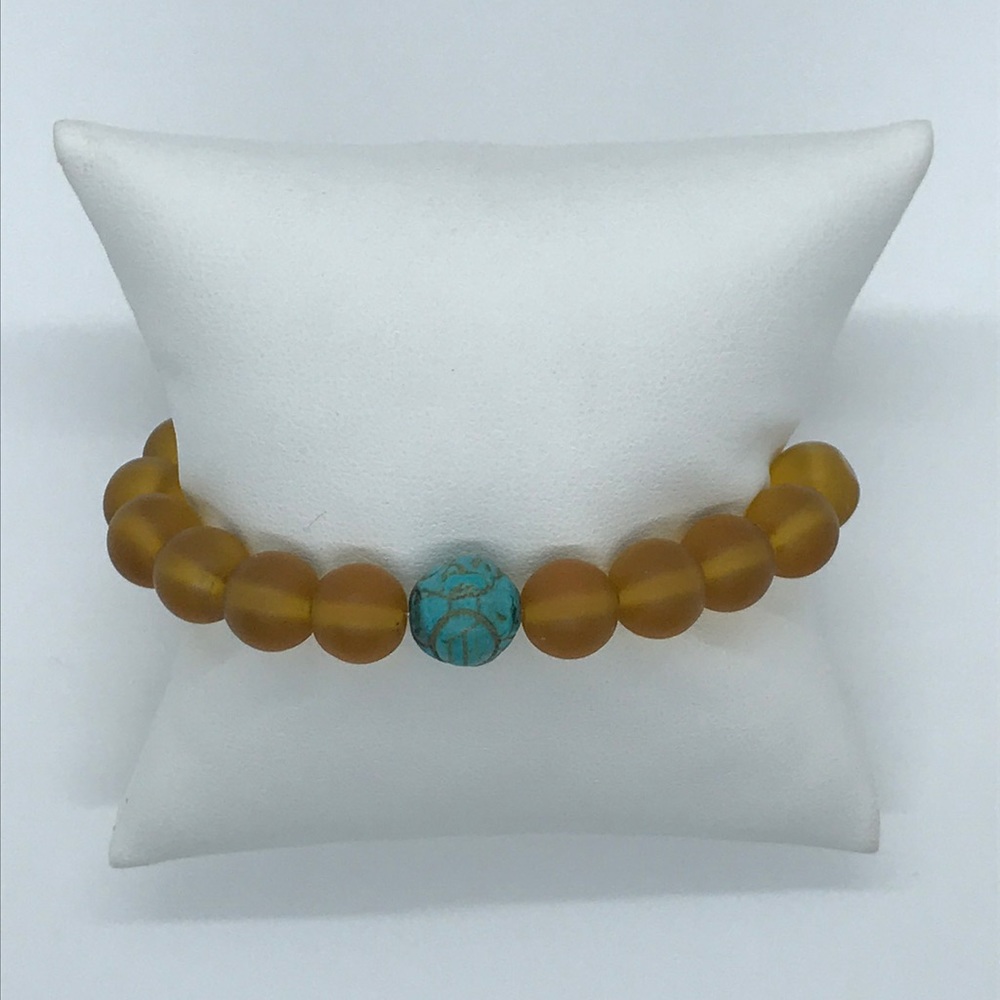 Orange beaded stretchy bracelet